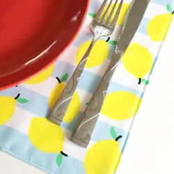 placemat with plate and fork and knife