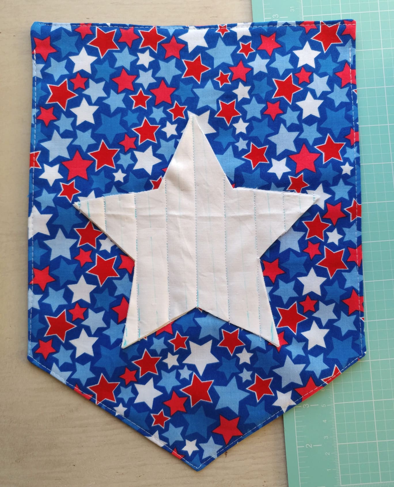 Chenille Star Banner Sewing Tutorial, a free 4th of July Craft idea, makes such a cute fourth of July decoration! #4thofjuly #4thofjulycrafts #4thofjulysewing #smallsewingproject 