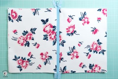 zipper pinned to fabric piece