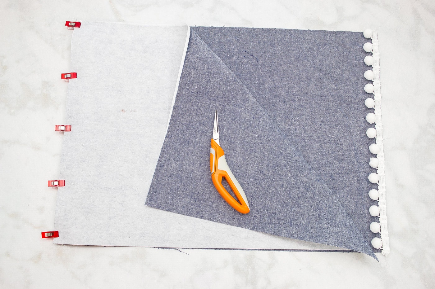 supplies for placemat on white background