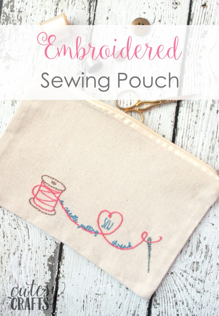 Adorable “Sew a Needle Pulling Thread” Zip Bag | Free Hand Embroidery Designs