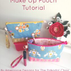 makeup bag with plastic lining on white table