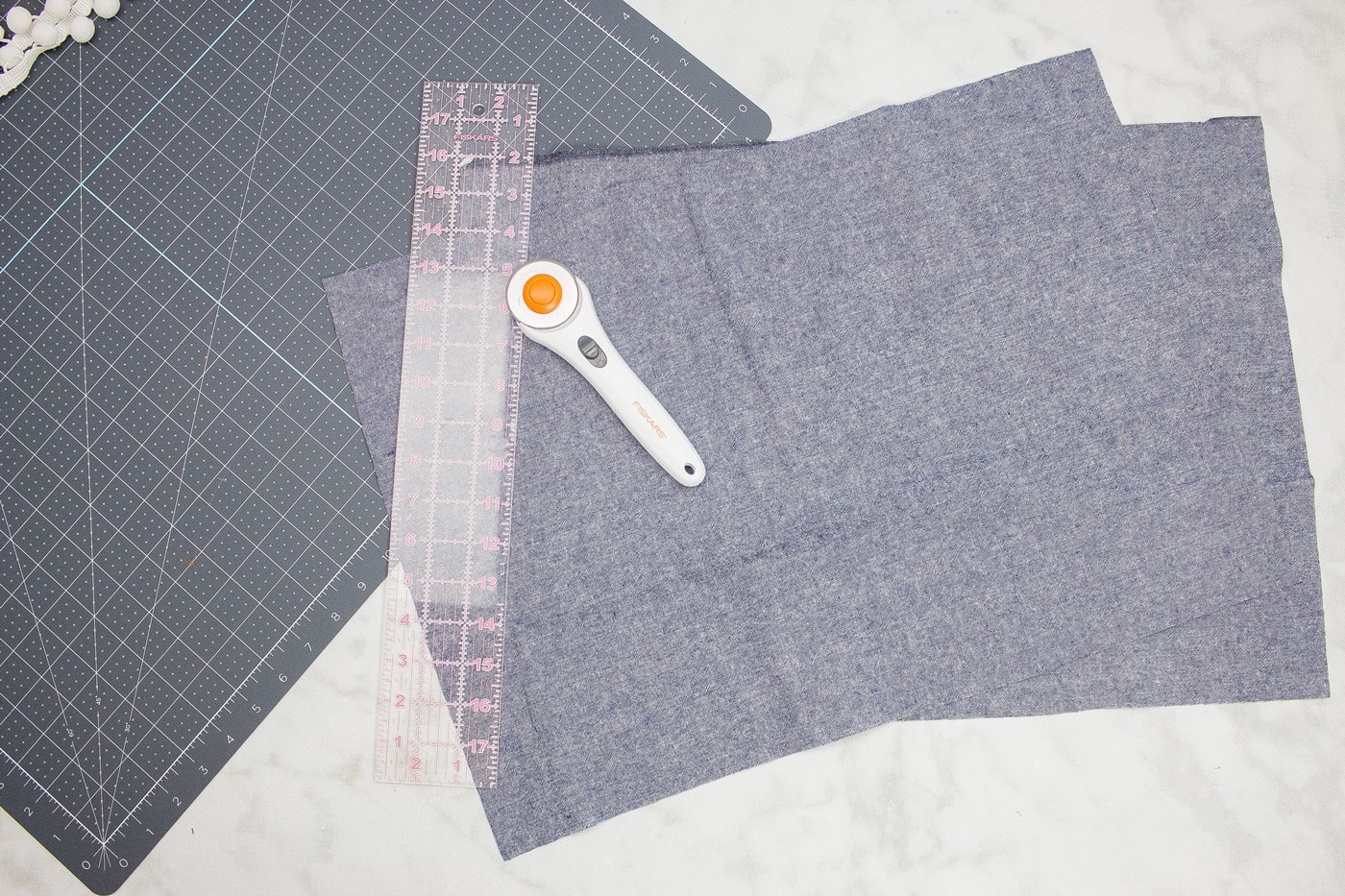 supplies for placemat on white background