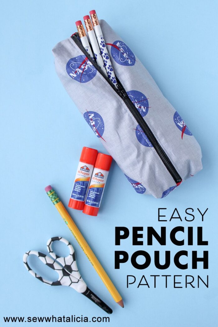 NASA pencil pouch on blue background