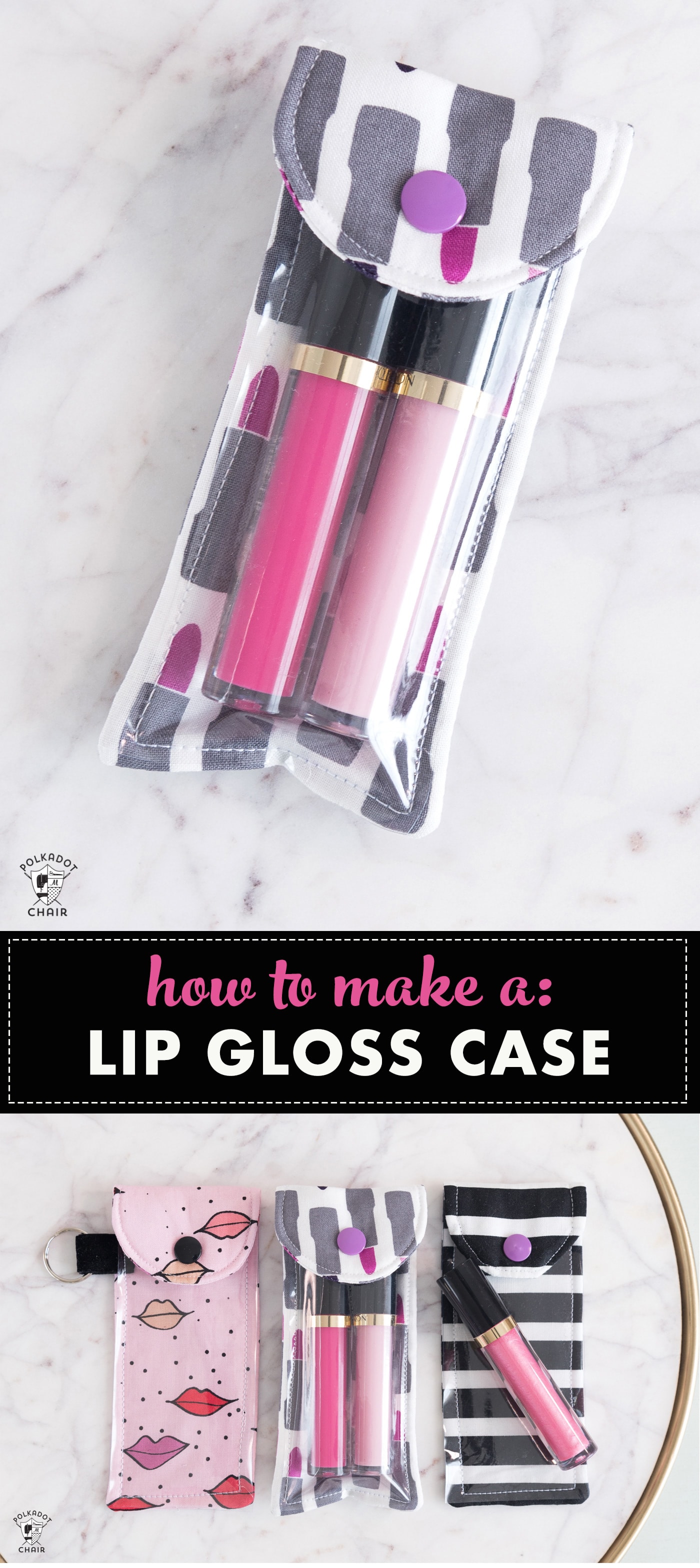 lip gloss pouch on marble tabletop