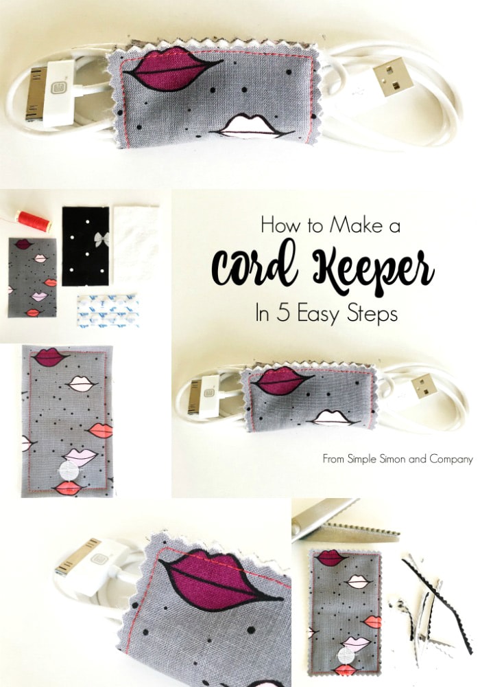 Simple to make DIY cord keeper. A great way to keep your cords organized when you're traveling. #sewing #simplesewing #sewingproject #cordkeeper #travel
