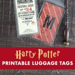 Harry potter luggage tags on wood tabletop