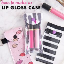 lip gloss pouch on marble tabletop