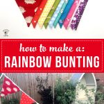 rainbow flag bunting on white tabletop