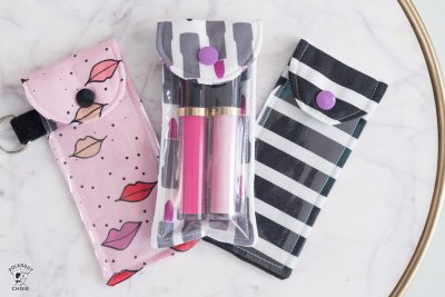 lip gloss pouch on marble tabletop