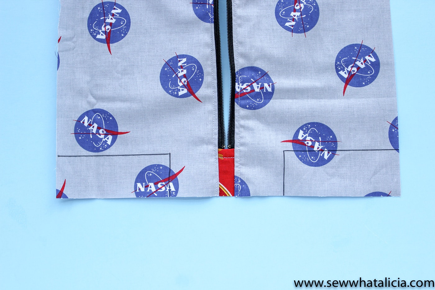 NASA pencil pouch on blue background