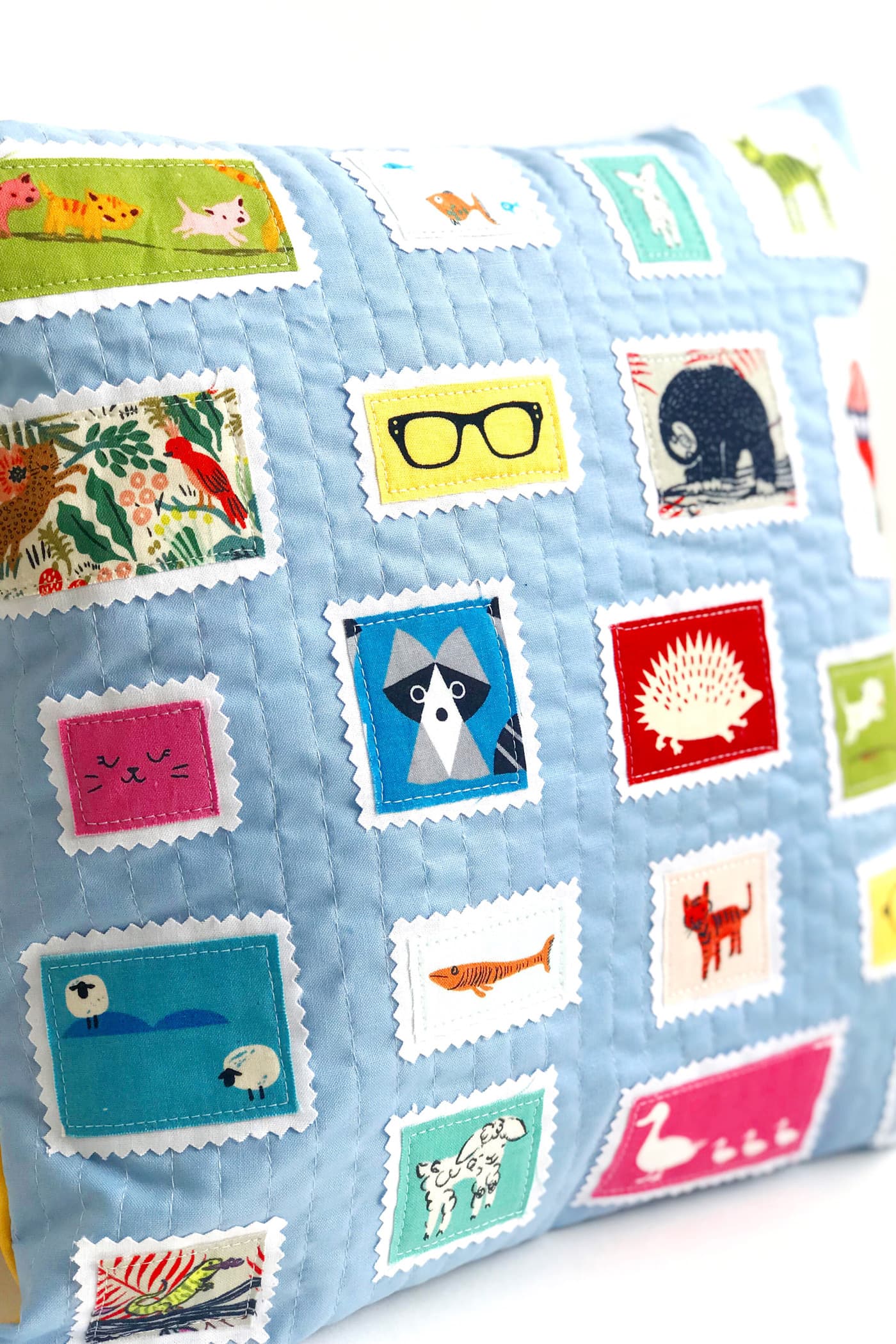 close up of Postage Stamp Pillow