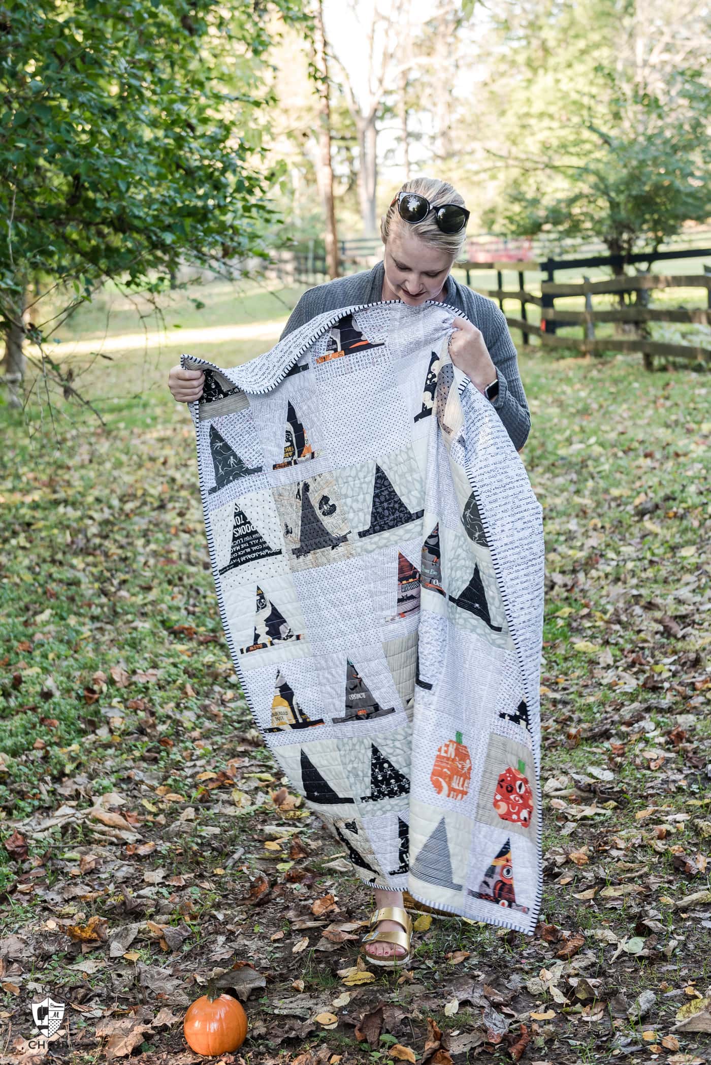"Halloween Haberdashery" is a Free Halloween Lap Quilt Pattern designed by Melissa from the Polkadot Chair!