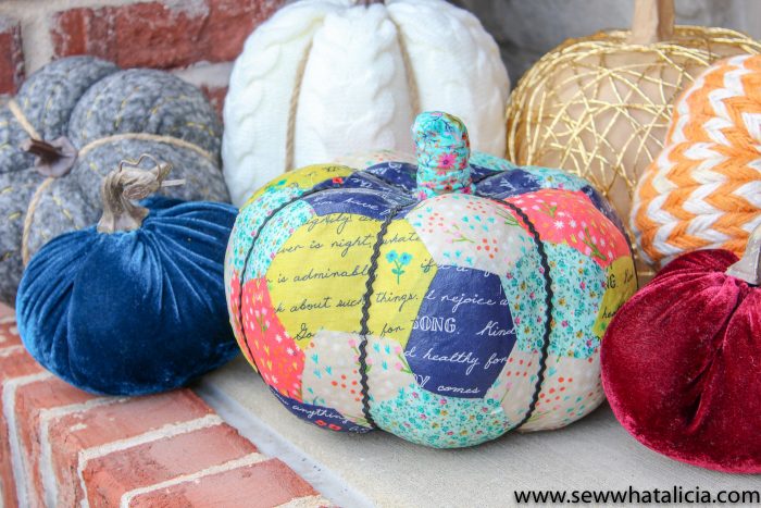 fabric decoupaged pumpkin