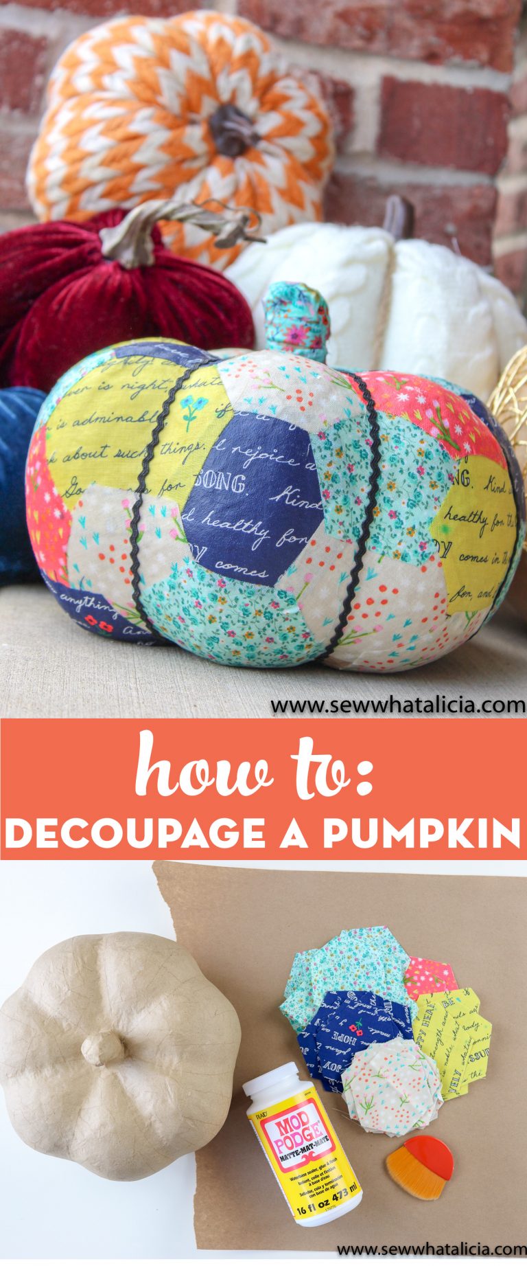 How to Decoupage a Pumpkin with Fabric The Polka Dot Chair