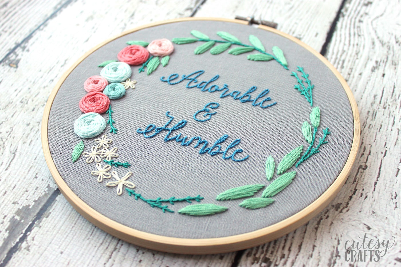 Floral wreath hand embroidery