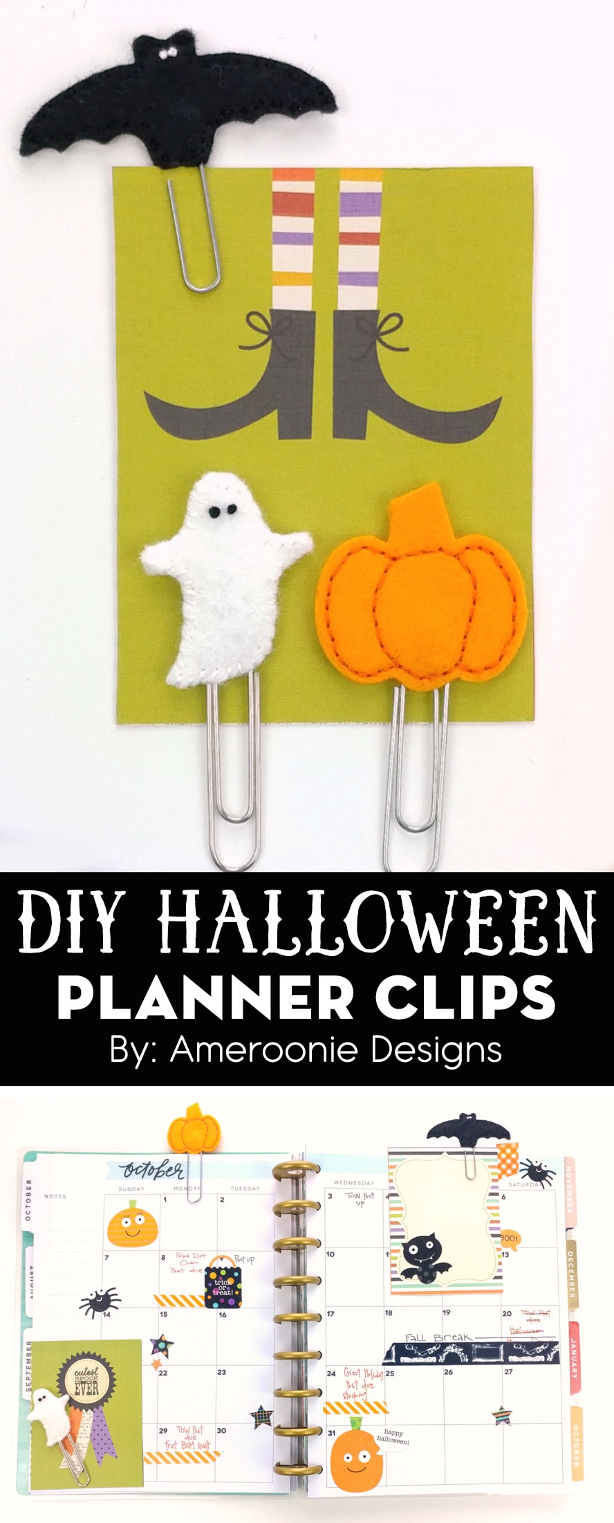 Felt Halloween Planner Clips 