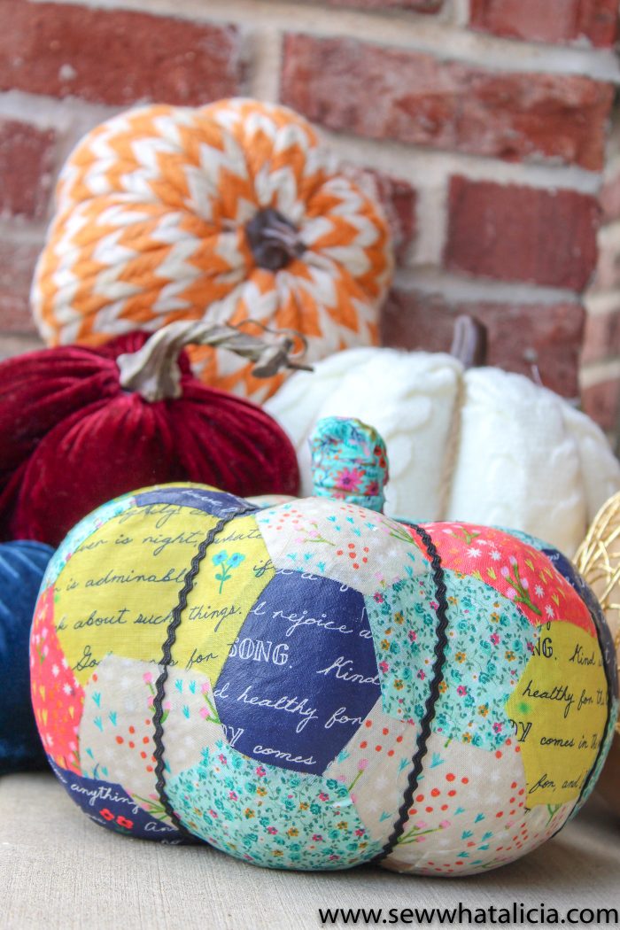 fabric decoupaged pumpkin