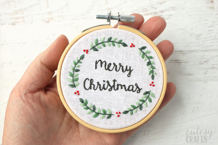 Merry Christmas Embroidery Hoop Ornament