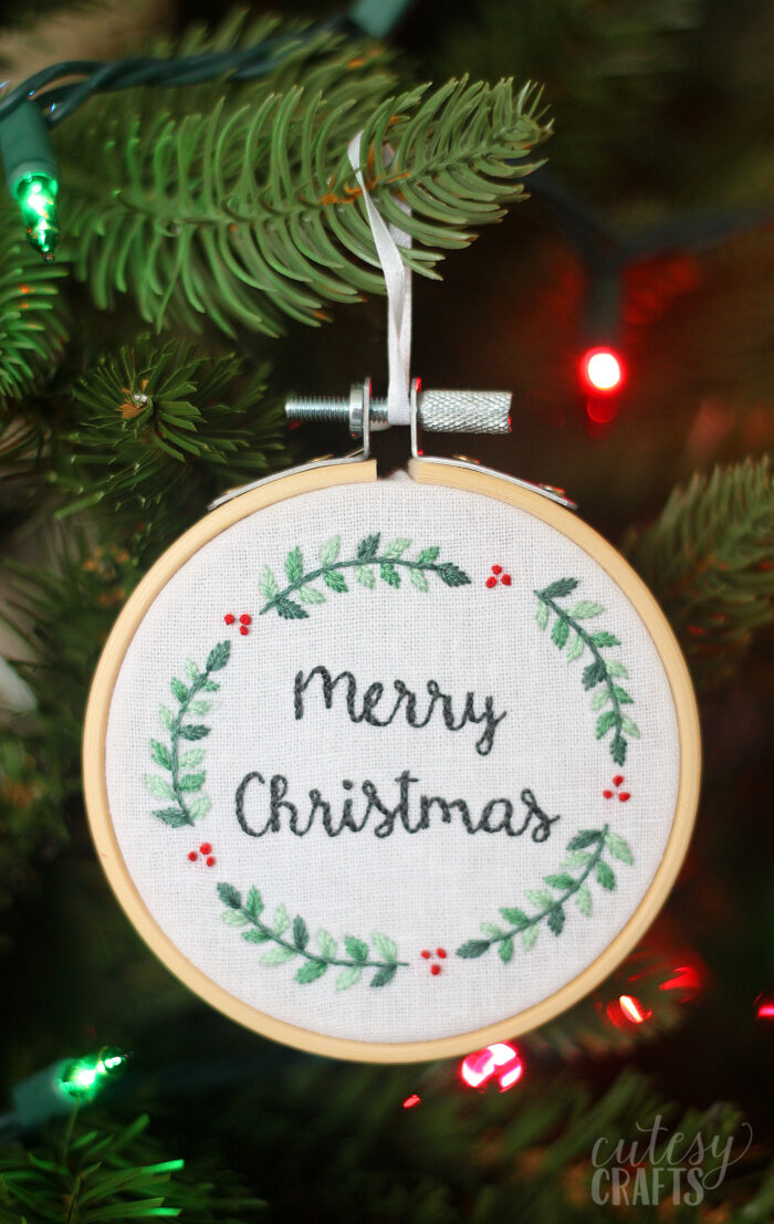 Merry Christmas Embroidery Hoop Ornament