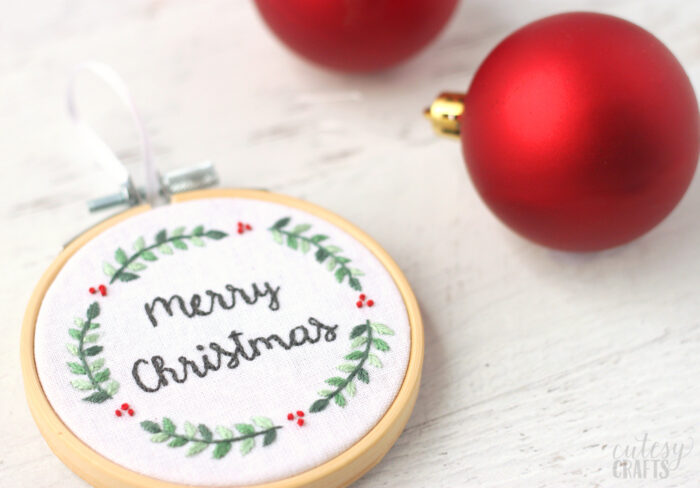 Merry Christmas Embroidery Hoop Ornament