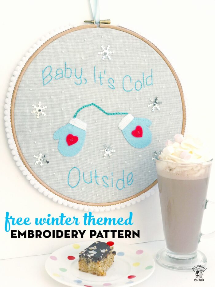 Winter Hand Embroidery Pattern on White Table