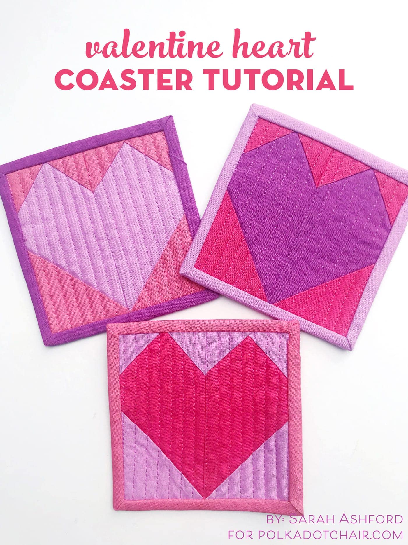 Quilted Heart Valentine Coaster Tutorial