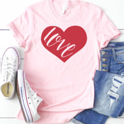 Love t-shirt on white table