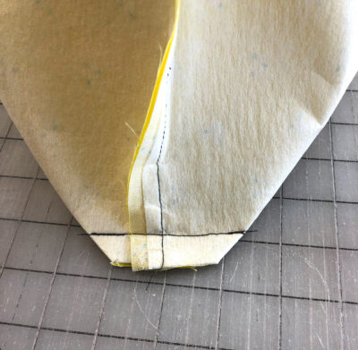 corner of tote bag sewn