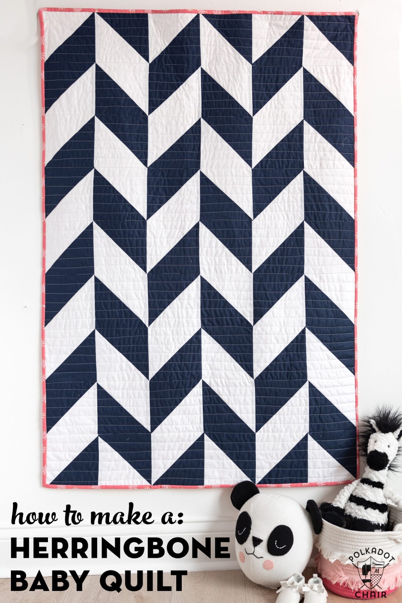 "Herringbone” is a Free Baby Quilt Pattern designed by Melissa from Polka Dot Chair!