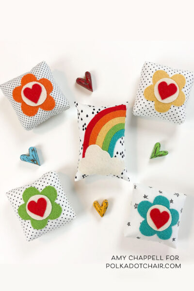 Flower pincushion on white table