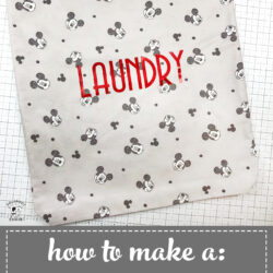 drawstring laundry bag on white cutting mat