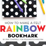 Rainbow Felt bookmark on polka dot journal