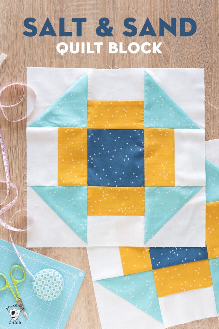 Churn Dash Quilt Block on table