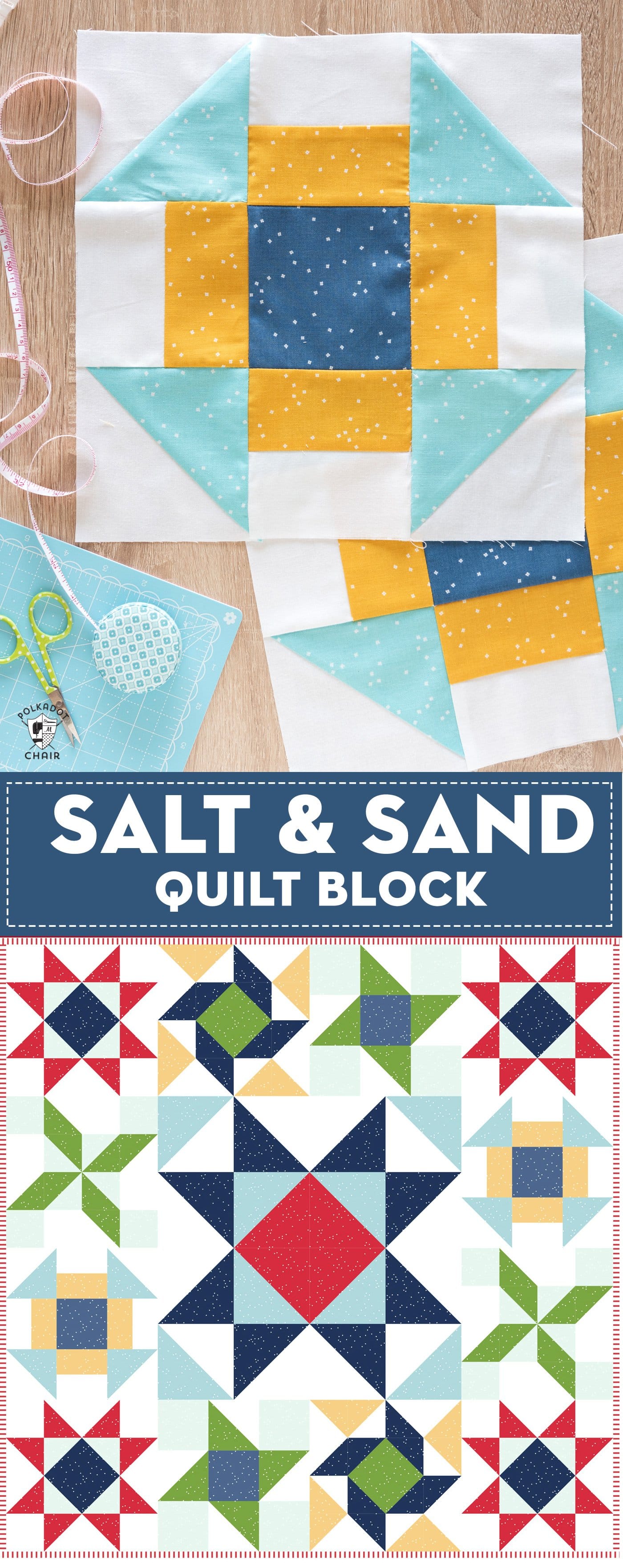 Salt and Sand Churn Dash Quilt Block for the Just for Fun Free Quilt Along