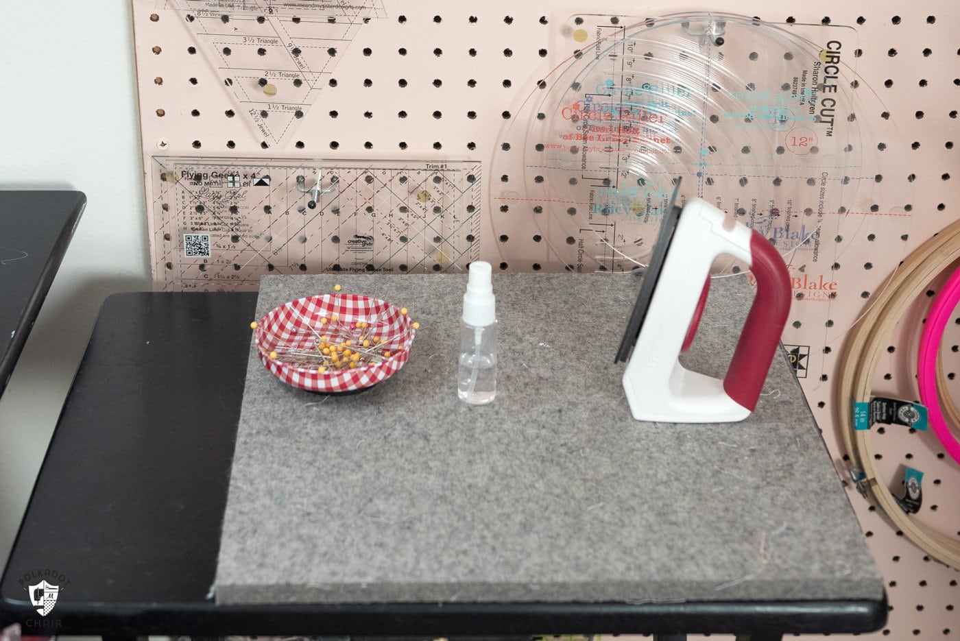 wool pressing mat on small table