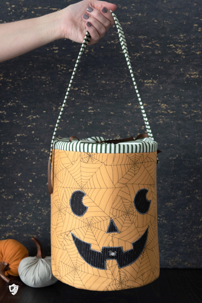 Pumpkin Halloween Bucket on black background