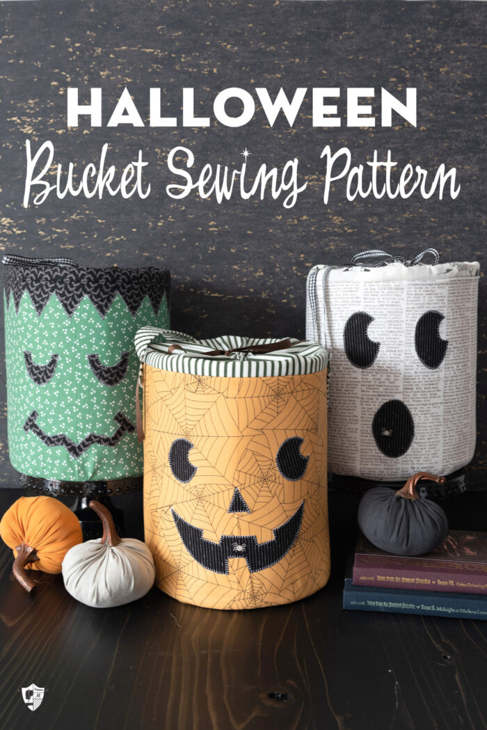 Halloween Buckets - Black with Orange Polka Dots