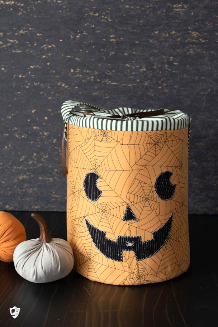 Pumpkin Halloween Bucket on black background