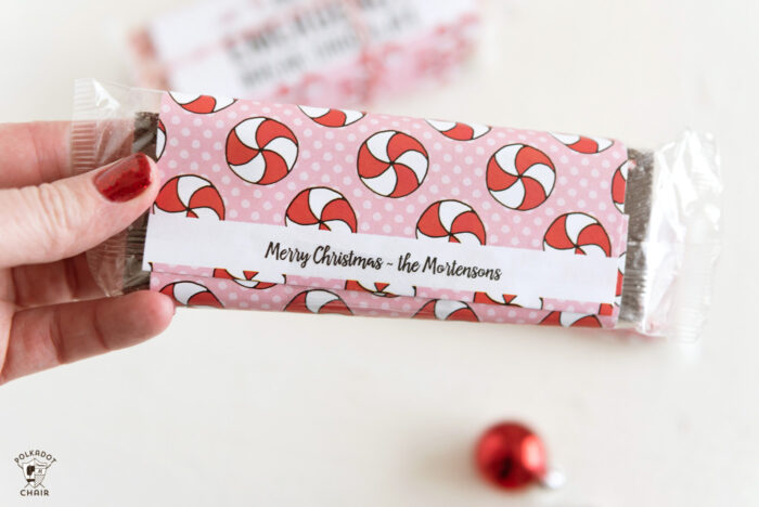 Printable chocolate candy bar wrappers for Christmas