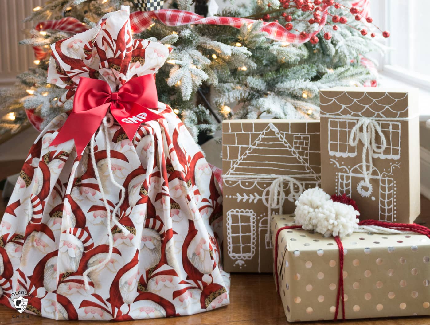 How to Make a Santa Sack; a Free Sewing Pattern Polka Dot Chair