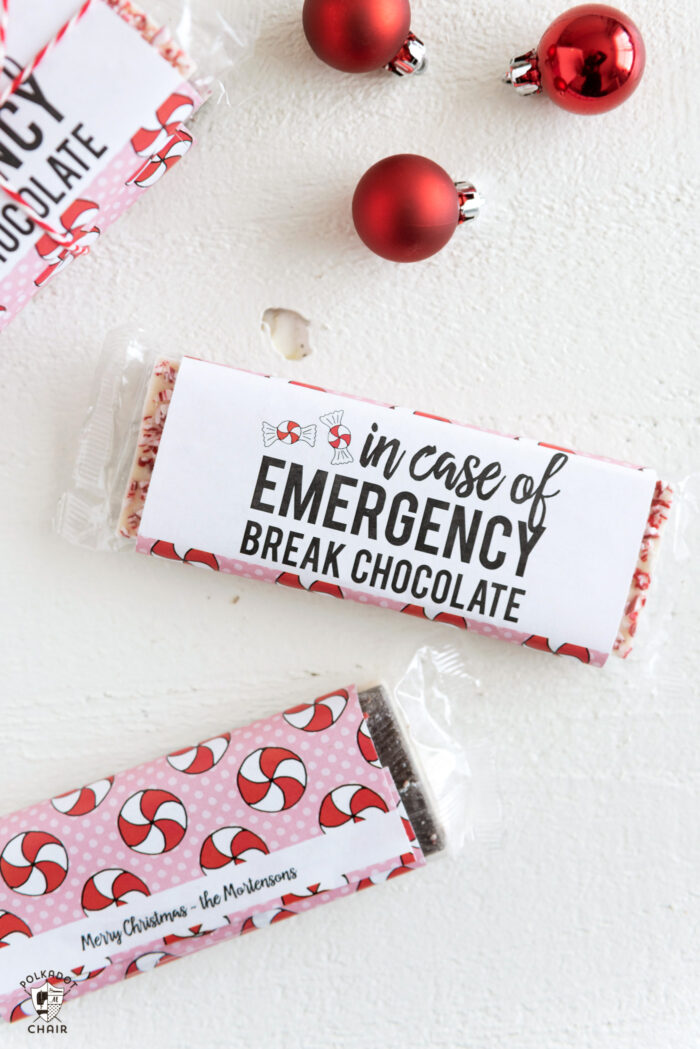 Printable chocolate candy bar wrappers for Christmas