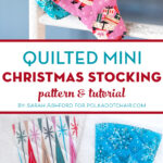 Quilted Christmas stocking on white chair