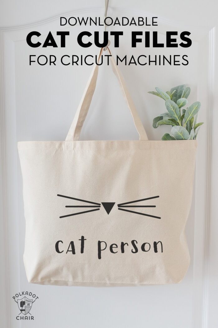 cat person tote bag made with cat themed svg files