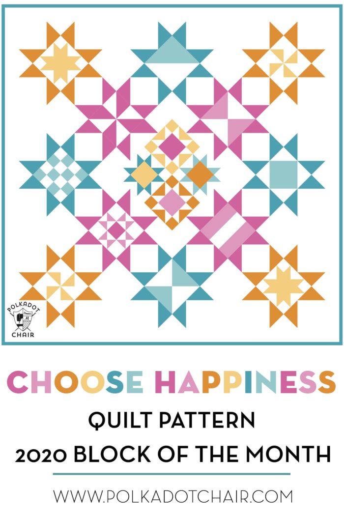 Illustration of the Choose Happiness Quilt Block of the Month pattern