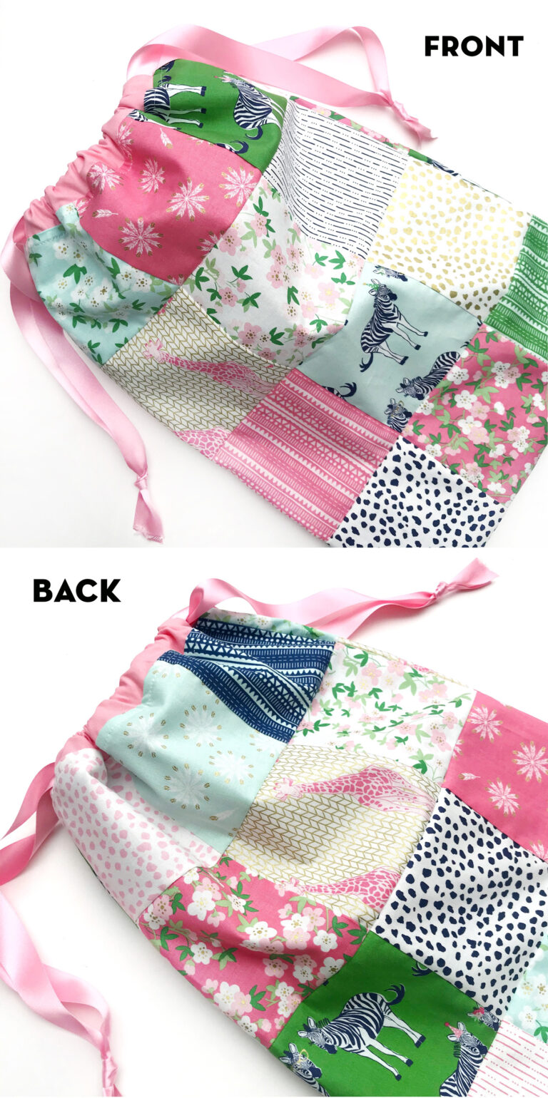 How to Make a Patchwork Drawstring Bag - The Polka Dot Chair