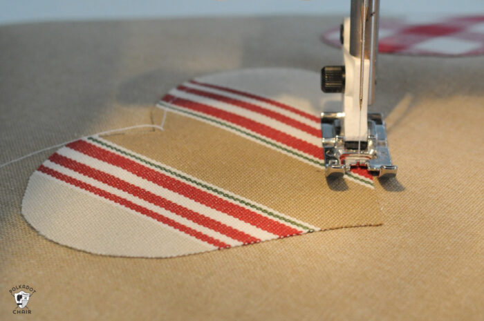 sewn heart on sewing machine