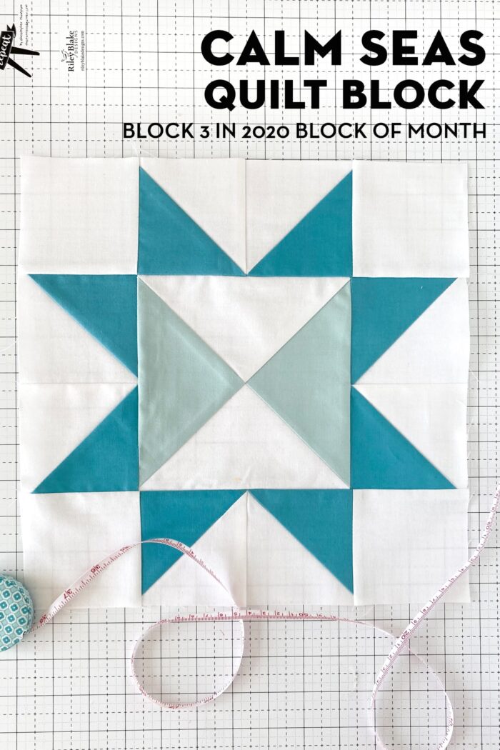 Calm Seas Quilt Block on White cutting mat