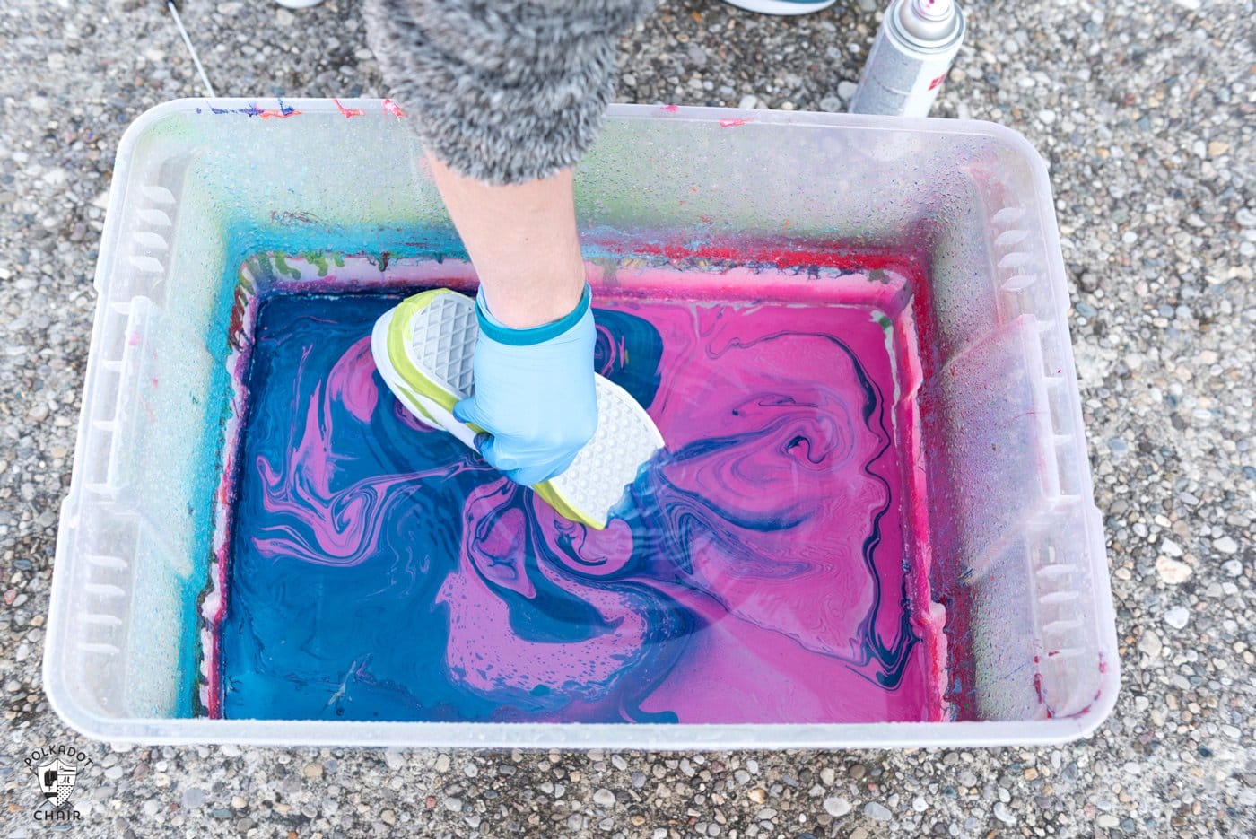 spray paint shoes in water