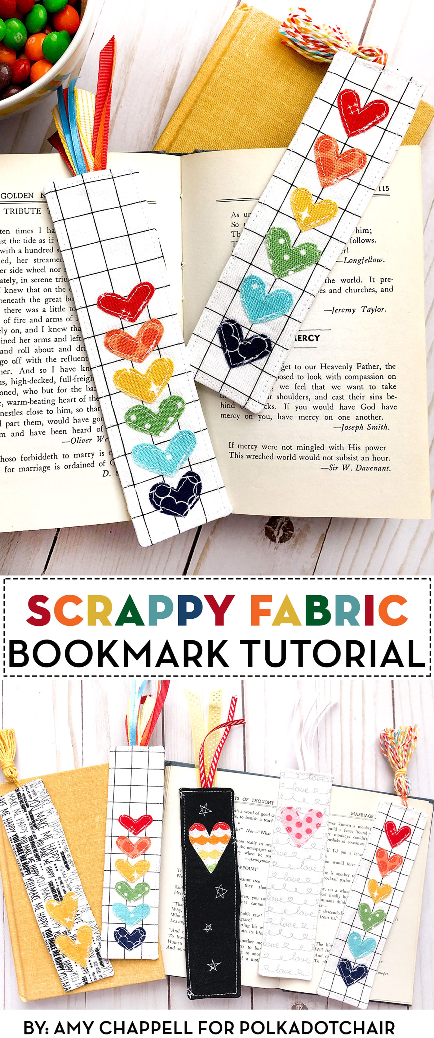 Scrappy Fabric Bookmark Tutorial - The Polka Dot Chair
